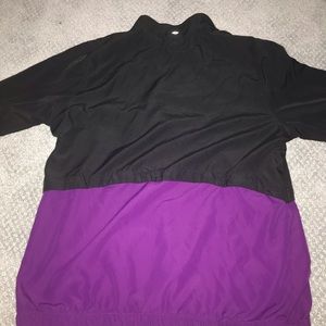 Windbreaker, purple and black, grey zipper